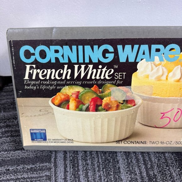 Corning Ware French White F-16 Set | Vintage 1980s | Two 16oz Round Casserole Di - Picture 3 of 4